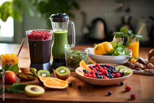 A healthy smoothie in a vibrant kitchen. Generative AI