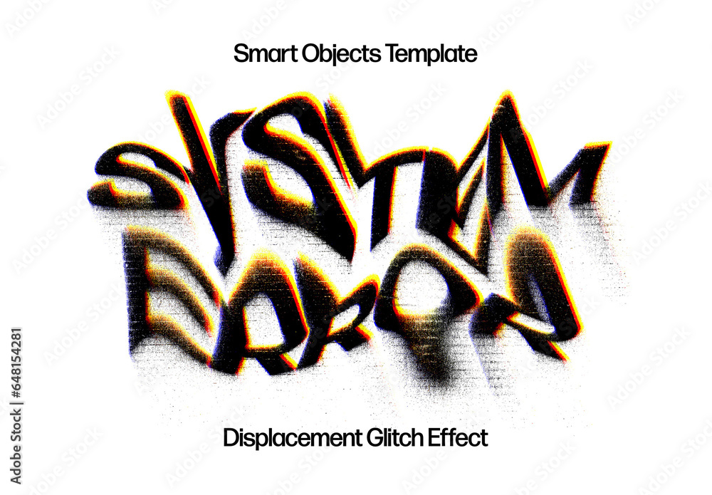 Displacement Effect Example Displacement Glitches Text Effect Mockup Stock Template | Adobe Stock