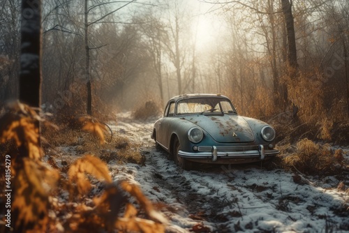 vintage car in the forest