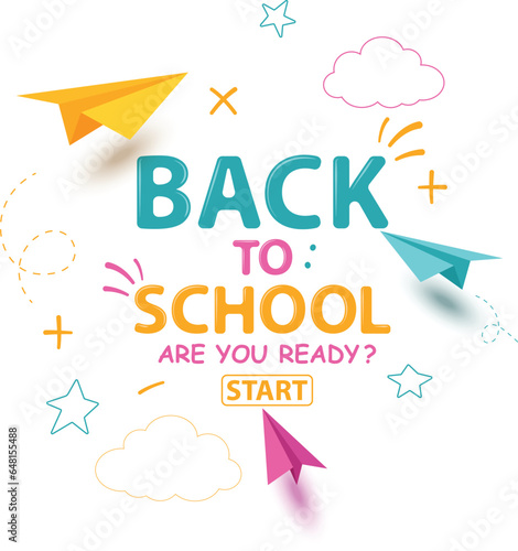 Colorful school notebook background, with paper plane 