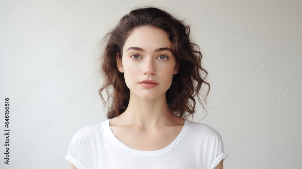 Beauty portrait of young woman in studio. Non-existent person. Beauty portrait of young woman in studio. Non-existent person.
