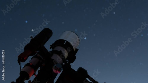 Time lapse of a telescope tracking the stars across the night sky
