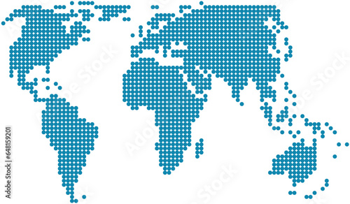 Circle shape world map on white background.