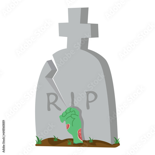 Illustration of gravestone with Zombie Hand business