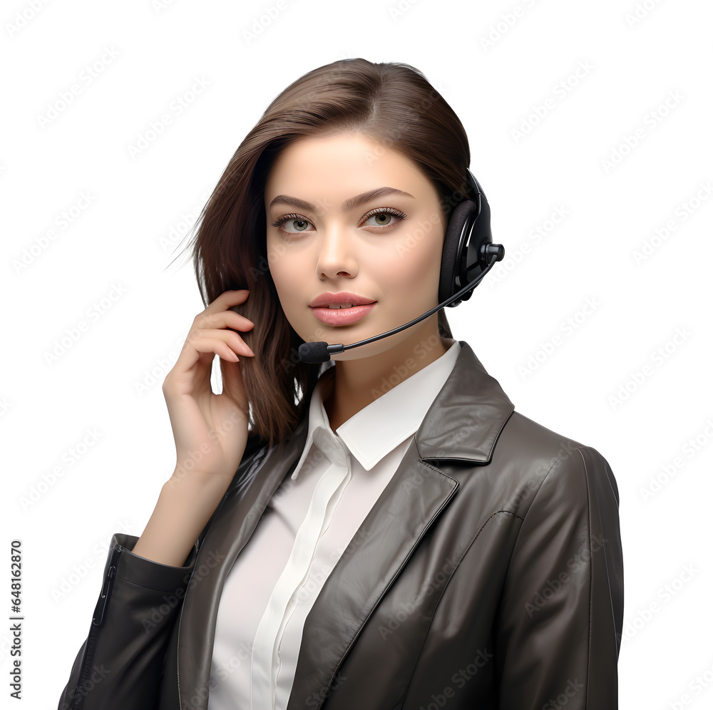 Portrait of young woman support worker, isolated on a white background, support concept, realistic design illustration, generative ai Portrait of young woman support worker, isolated on a white background, support concept, realistic design illustration, generative ai