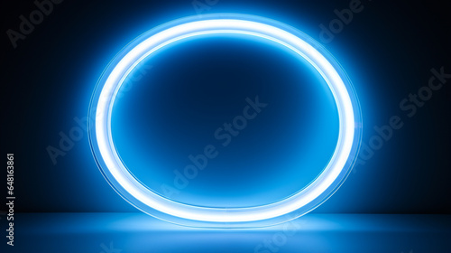 bright blue round neon lights.