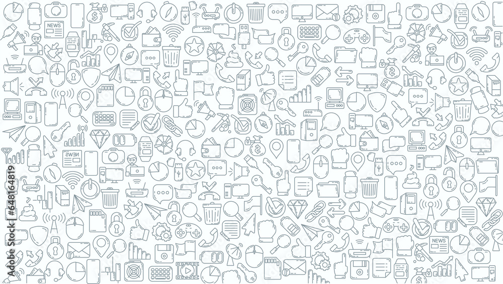 Social media and web doodle line icon background