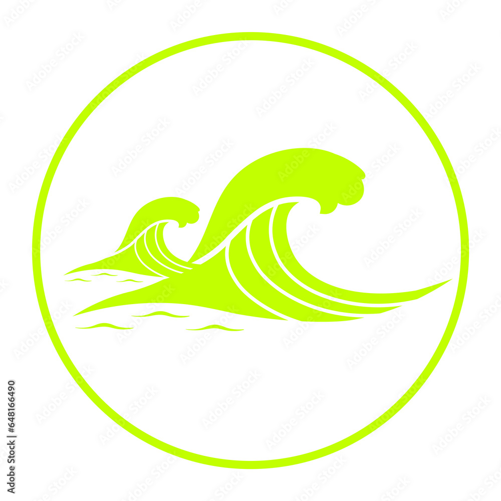 green sea waves and ocean waves circle frame icon green sea waves and ocean waves circle frame icon