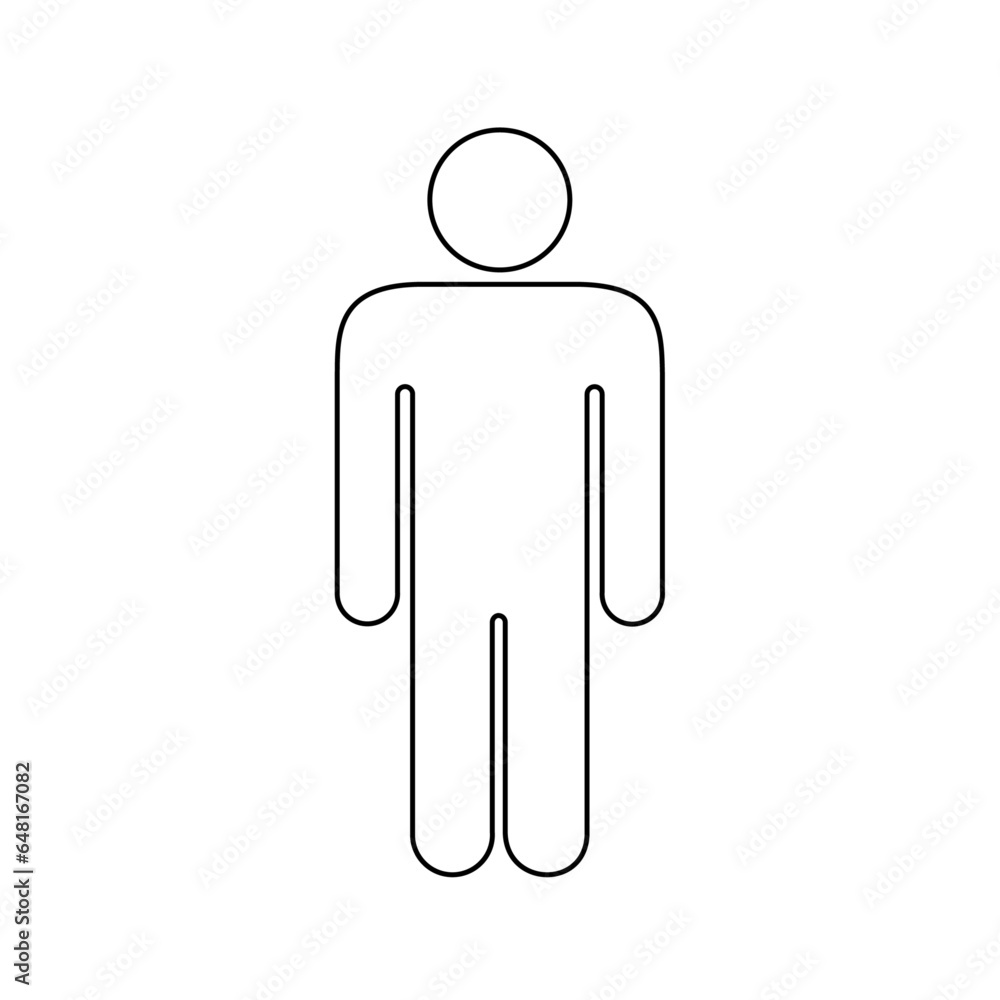 A large black outline man symbol on the center. Vector illustration on white background A large black outline man symbol on the center. Vector illustration on white background