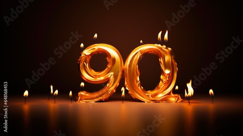 Happy 90th Birthday Golden Celebration. 3D Rendered Number 