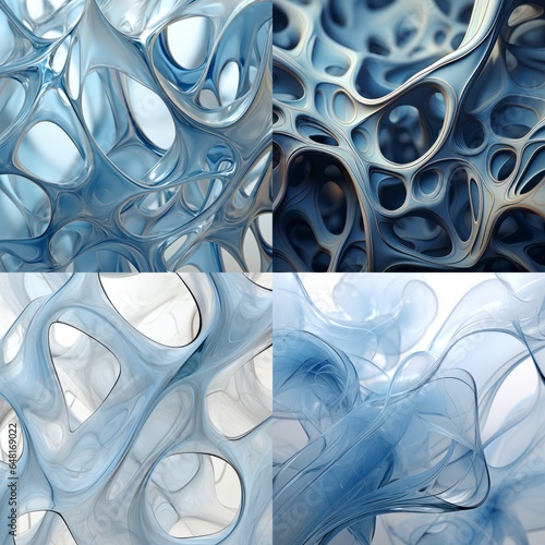 Set of abstract growth visual textures, organic shapes growing