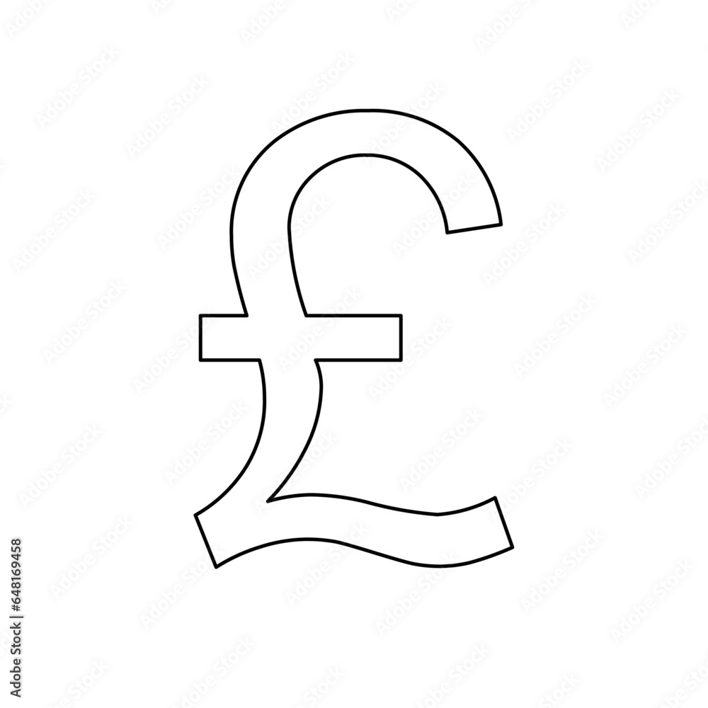 A large black outline pound symbol on the center. Vector illustration on white background A large black outline pound symbol on the center. Vector illustration on white background