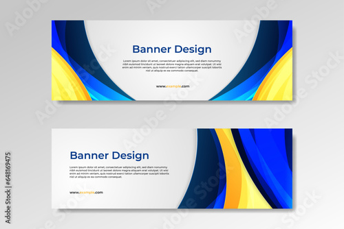 Abstract geometric gradient blue and orange banner background