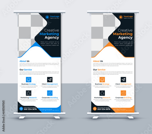 Modern business roll up banner template, Corporate roll up banner design, Vector Illustrator