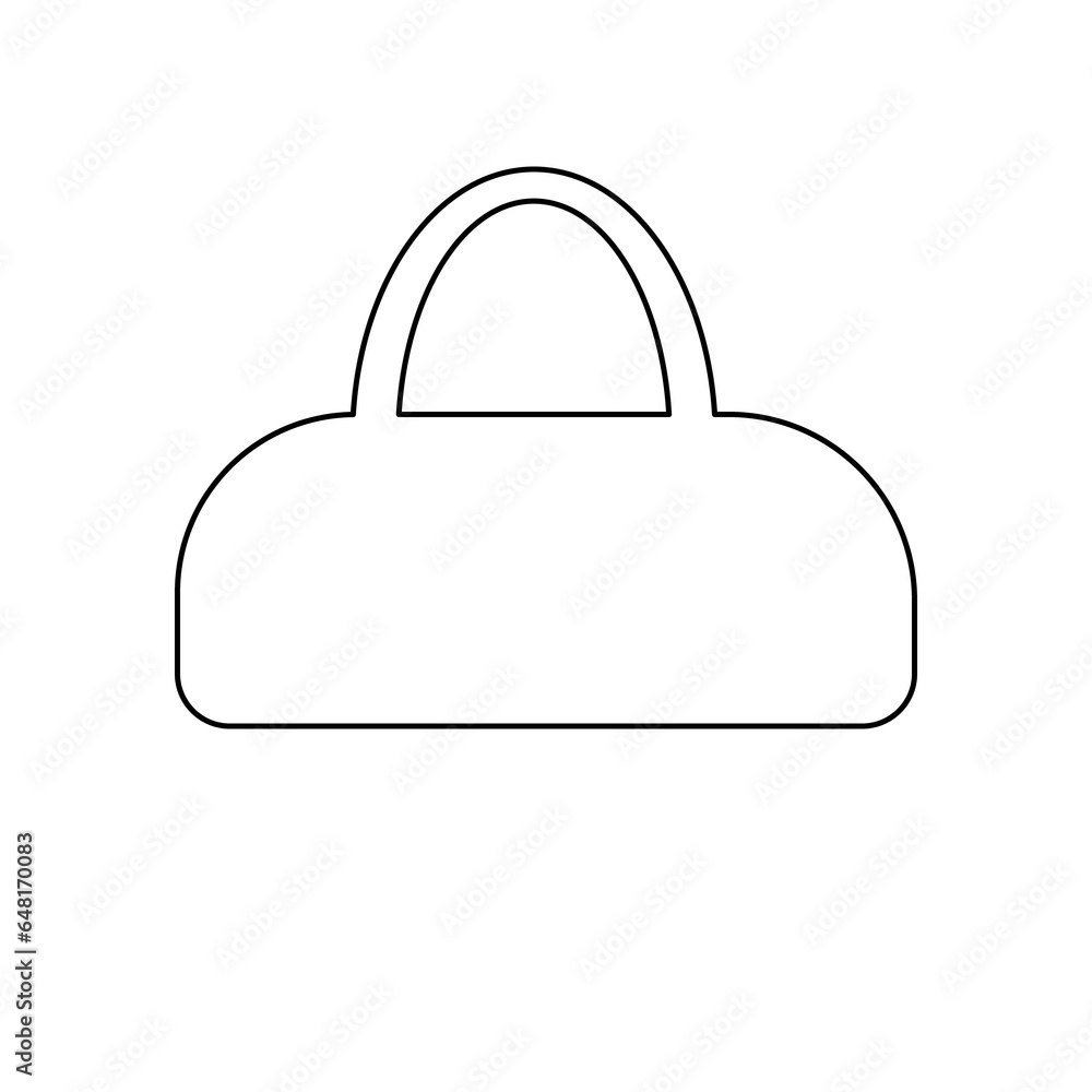 A large black outline sports bag symbol on the center. Illustration on transparent background A large black outline sports bag symbol on the center. Illustration on transparent background