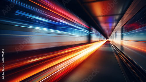 Moving high-speed train. Transport, travelling, logistics, and tourism concept © ReneLa/Peopleimages - AI