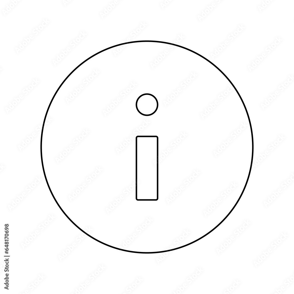A large black outline info symbol on the center. Illustration on transparent background A large black outline info symbol on the center. Illustration on transparent background