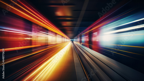 Moving high-speed train. Transport, travelling, logistics, and tourism concept © ReneLa/Peopleimages - AI