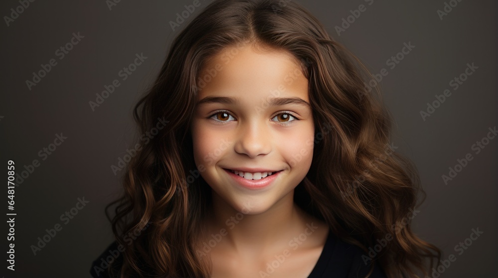 A photo portrait of delighted girl studio light A photo portrait of delighted girl studio light
