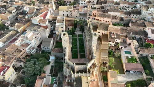 Aerial view Church Iglesia Nova, Son Servera, arta, Mallorca, Balearic Islands, Spain photo