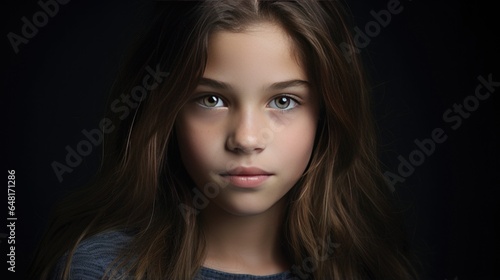 A photo portrait of a beautiful girl studio light