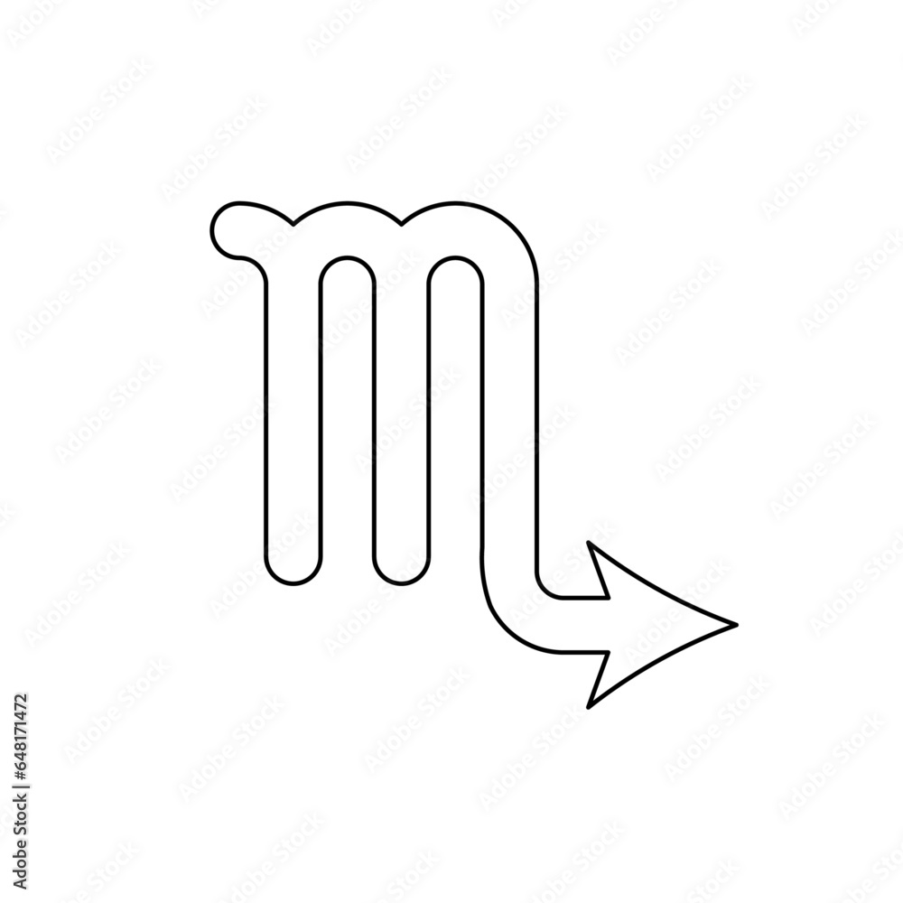 Fototapeta premium A large black outline zodiac scorpio symbol on the center. Vector illustration on white background