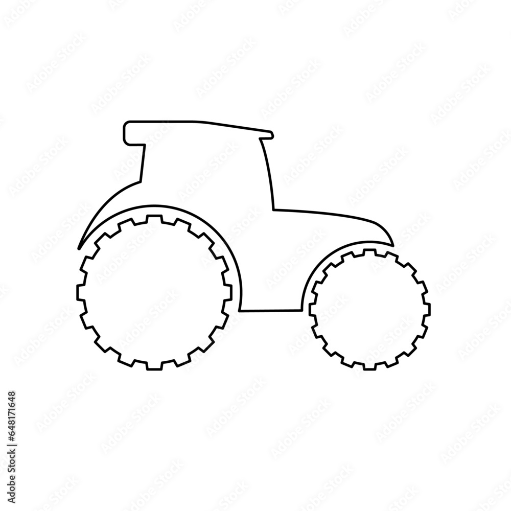 A large black outline tractor symbol on the center. Vector illustration on white background A large black outline tractor symbol on the center. Vector illustration on white background