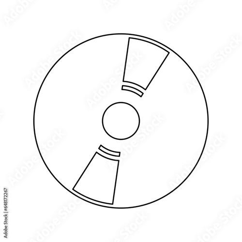 A large black outline cd symbol on the center. Vector illustration on white background