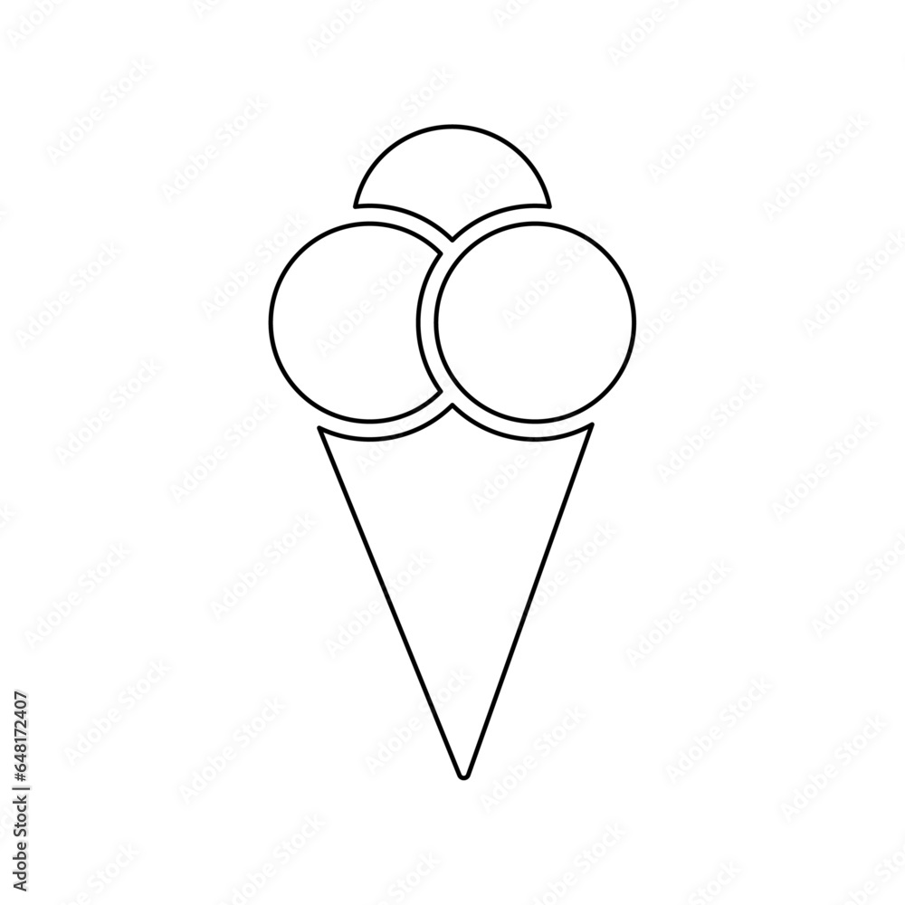 A large black outline ice cream balls symbol on the center. Vector illustration on white background A large black outline ice cream balls symbol on the center. Vector illustration on white background
