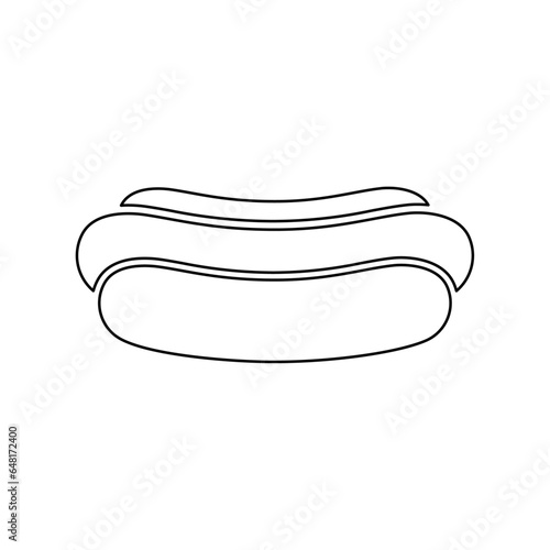A large black outline hotdog symbol on the center. Vector illustration on white background
