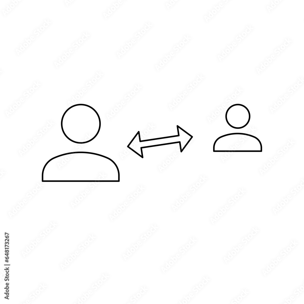 A large black outline social distance symbol on the center. Vector illustration on white background A large black outline social distance symbol on the center. Vector illustration on white background
