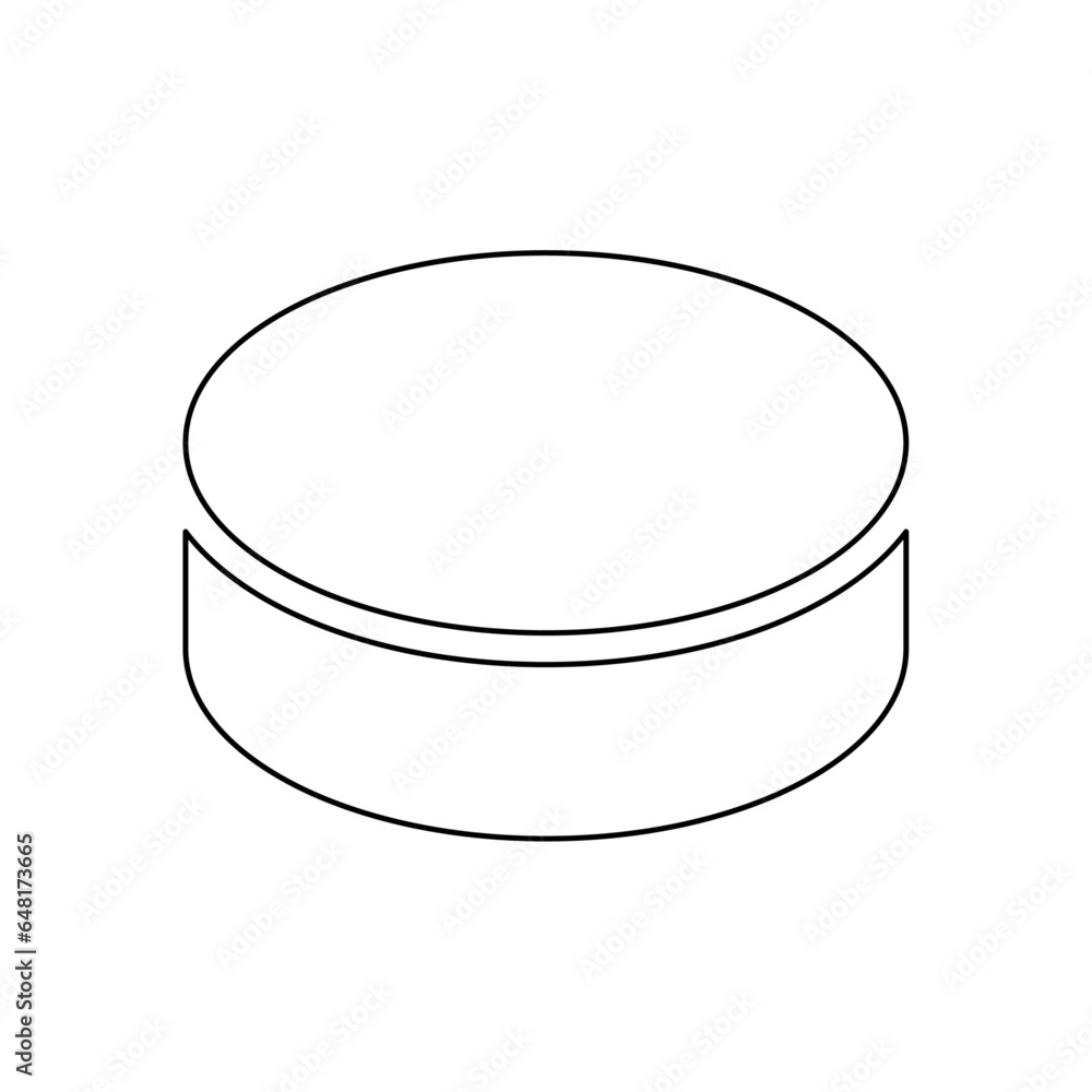 A large black outline hockey puck on the center. Vector illustration on white background A large black outline hockey puck on the center. Vector illustration on white background