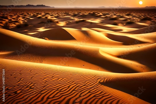 Sandy desert at sunset time © Stone Shoaib