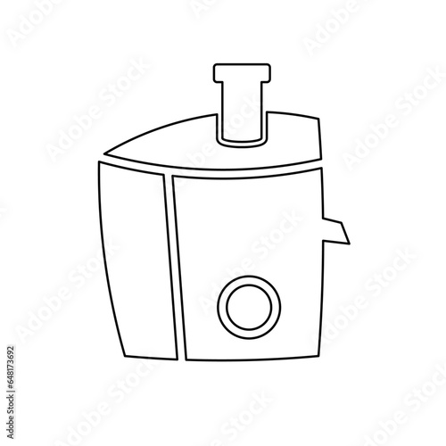 A large black outline juicer symbol on the center. Vector illustration on white background
