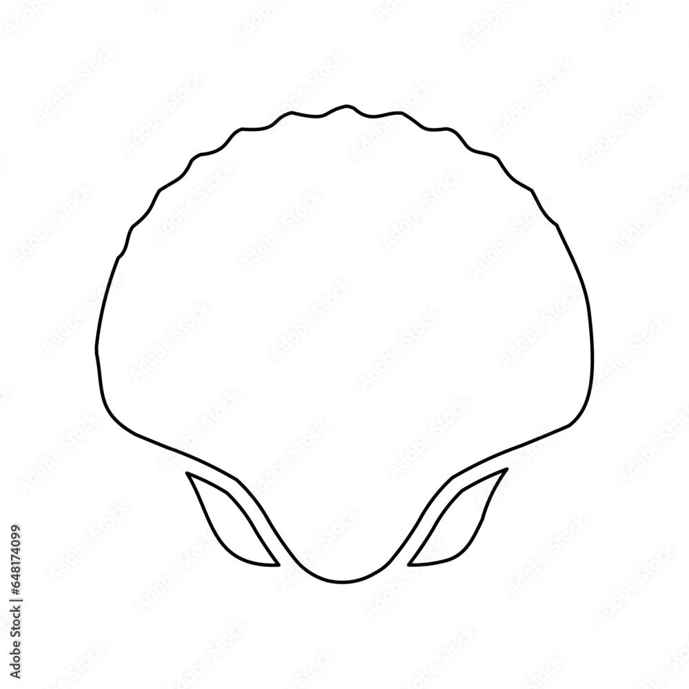 A large black outline sea shell symbol on the center. Vector illustration on white background A large black outline sea shell symbol on the center. Vector illustration on white background