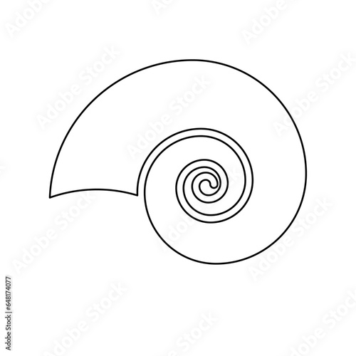 A large black outline marine nautilus symbol on the center. Vector illustration on white background