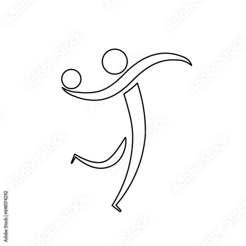 A large black outline handball symbol on the center. Vector illustration on white background