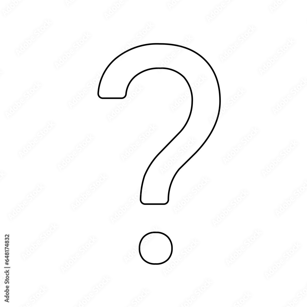 A large black outline question symbol on the center. Vector illustration on white background A large black outline question symbol on the center. Vector illustration on white background