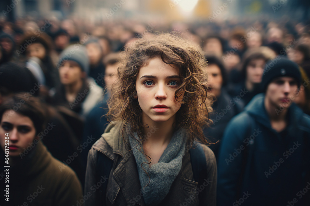 AI generative photo of female youngster student going to college with groupmates AI generative photo of female youngster student going to college with groupmates