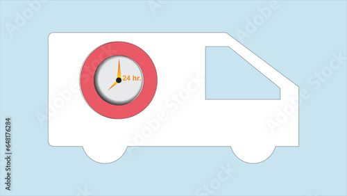 Delivery icon vector illustration logo template for any purposes. Isolated on blue background.
