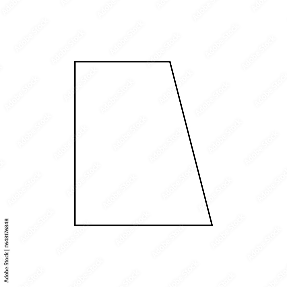 A large black outline trapezium symbol on the center. Illustration on transparent background A large black outline trapezium symbol on the center. Illustration on transparent background