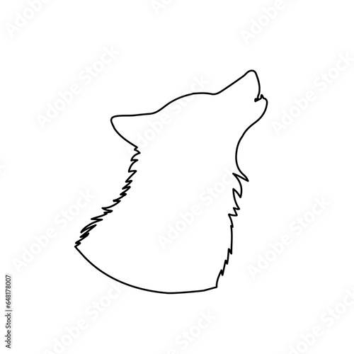 A large black outline wolf head symbol on the center. Vector illustration on white background