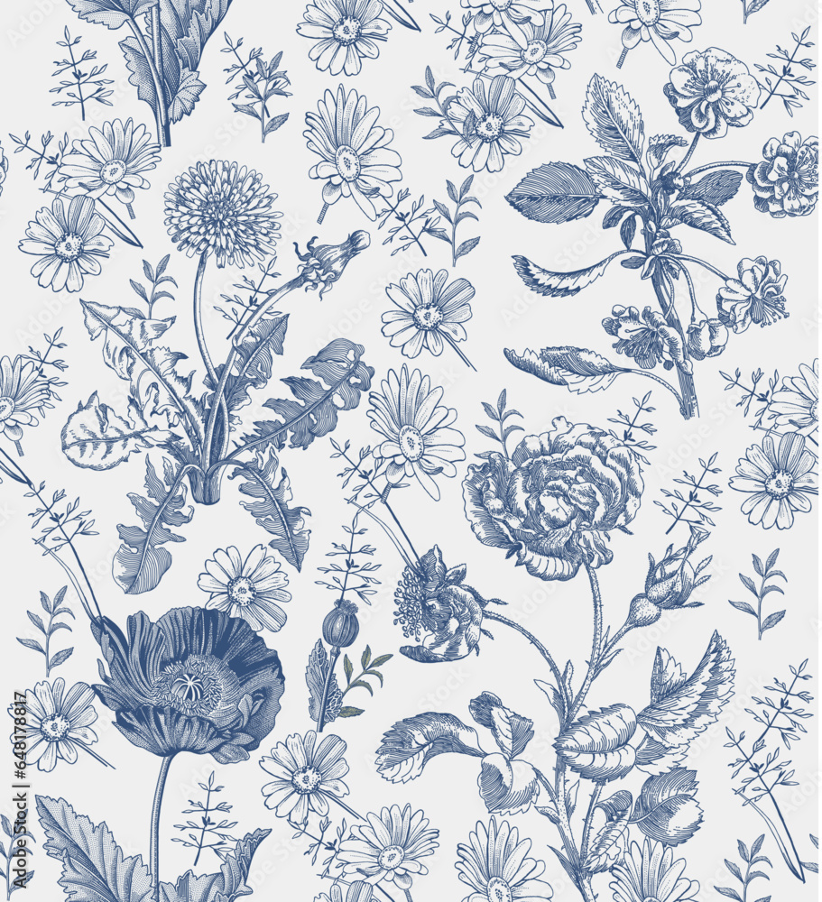 Fototapeta premium Thank You isolated roses Chamomile. Wedding invitation. Beautiful blooming realistic flowers. Vintage greeting . Drawing engraving frame. Wallpaper vector illustration