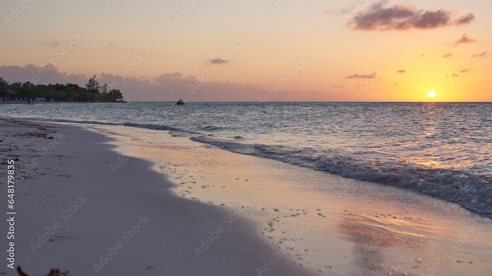 Purple sunset on the beach