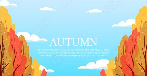 Flat autmn landscape background