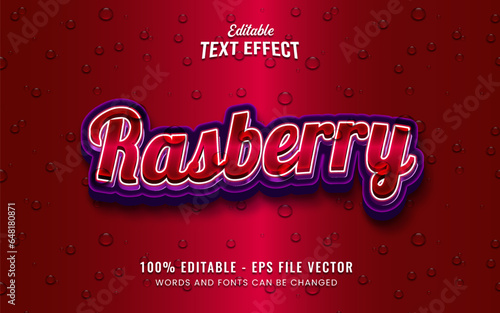 Fresh rasberry fruits  3d logo template editable vector text effect style