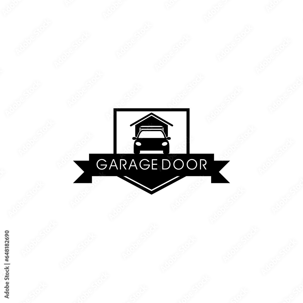 Garage door logo flat design style isolated on white background. Car garage icon Garage door logo flat design style isolated on white background. Car garage icon