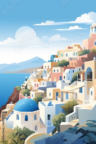 Greece retro travel poster