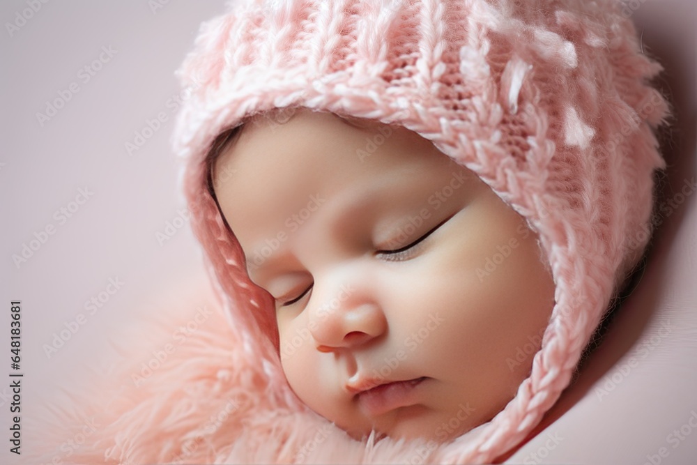 Portrait of a newborn baby, captured in a tender and timeless moment. Generative AI Portrait of a newborn baby, captured in a tender and timeless moment. Generative AI