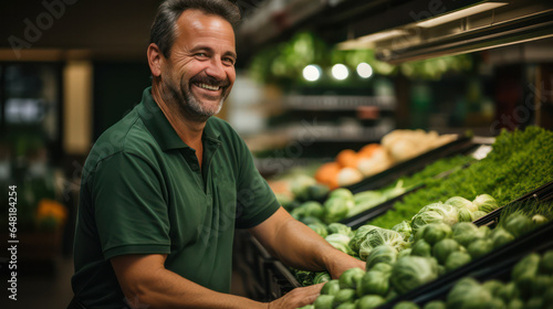 Seasoned Expertise: 60-Year-Old Supermarket Employee Offers Fresh Vegetables with a Smile